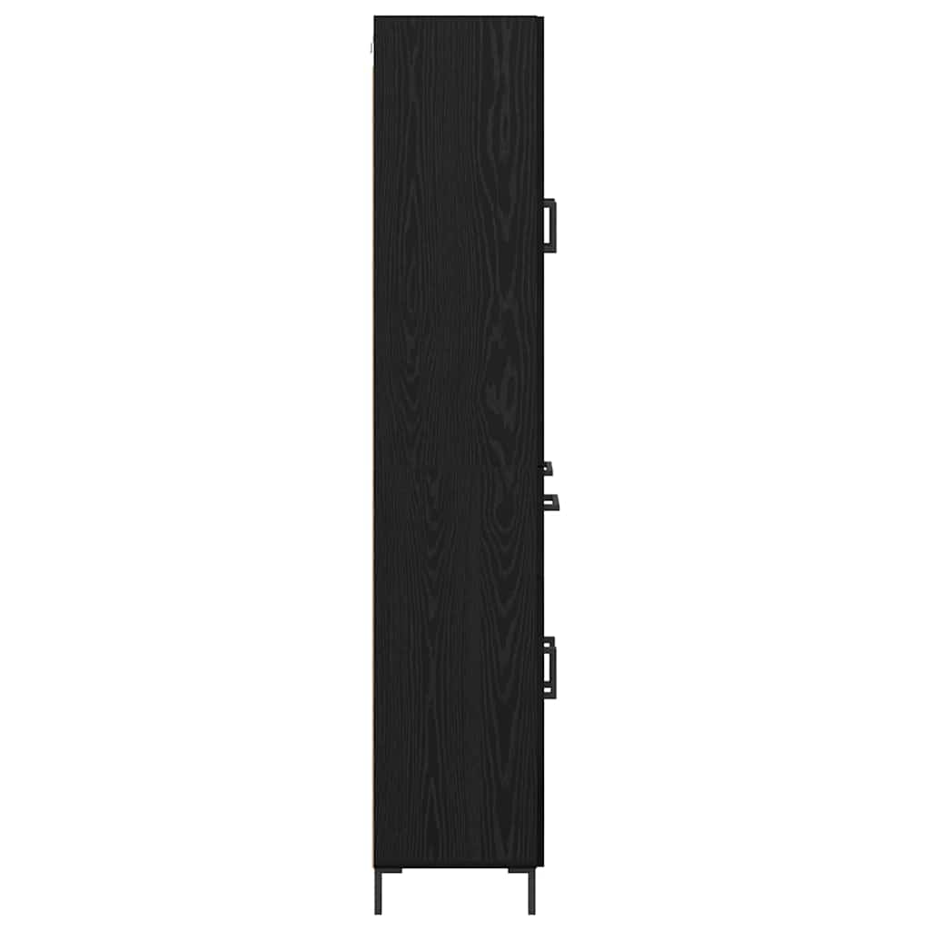 Highboard with Drawer 2 pcs Black Oak Engineered Wood