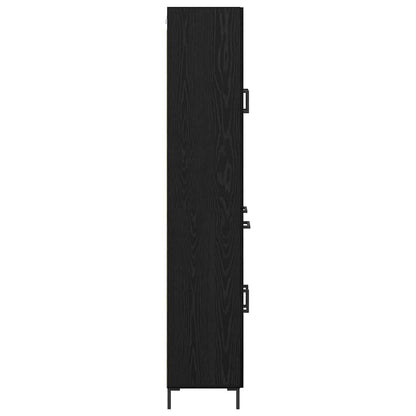 Highboard with Drawer 2 pcs Black Oak Engineered Wood