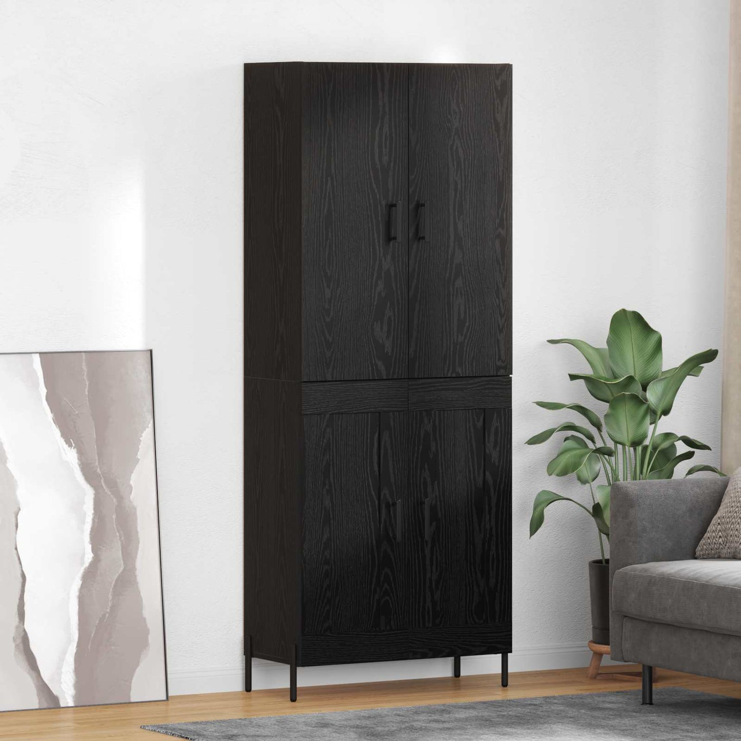 Highboard Black Oak 69.5 x 34 x 180 cm Engineered Wood