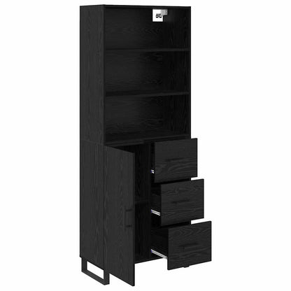 Highboard with Drawer 2 pcs Black Oak Engineered Wood