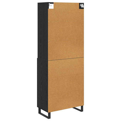 Highboard with Drawer 2 pcs Black Oak Engineered Wood