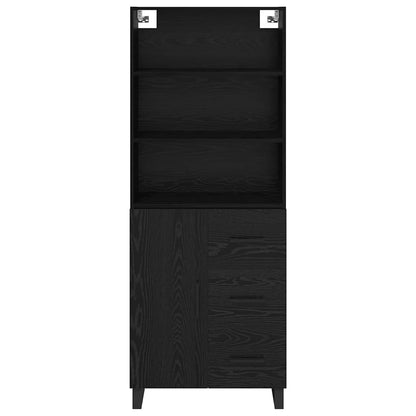 Highboard with Drawer 2 pcs Black Oak Engineered Wood