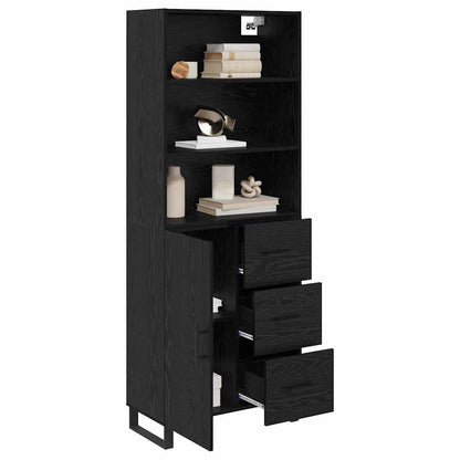 Highboard with Drawer 2 pcs Black Oak Engineered Wood