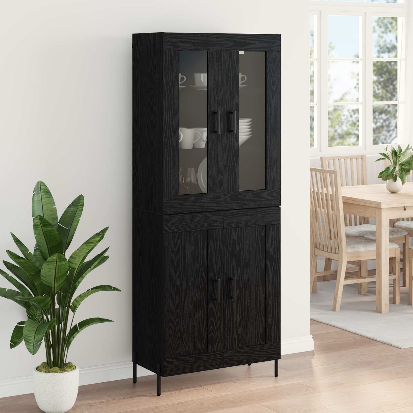 Highboard Black Oak 69.5 x 34 x 180 cm Engineered Wood