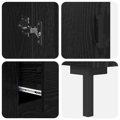Highboard with Drawer 2 pcs Black Oak Engineered Wood