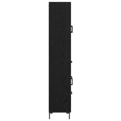 Highboard with Drawer 2 pcs Black Oak Engineered Wood