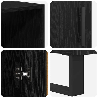 Highboard with Drawer 2 pcs Black Oak Engineered Wood