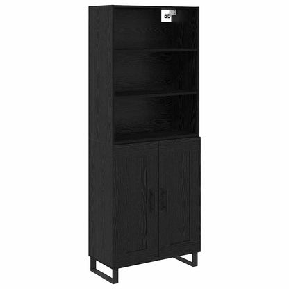 Highboard with Drawer 2 pcs Black Oak Engineered Wood