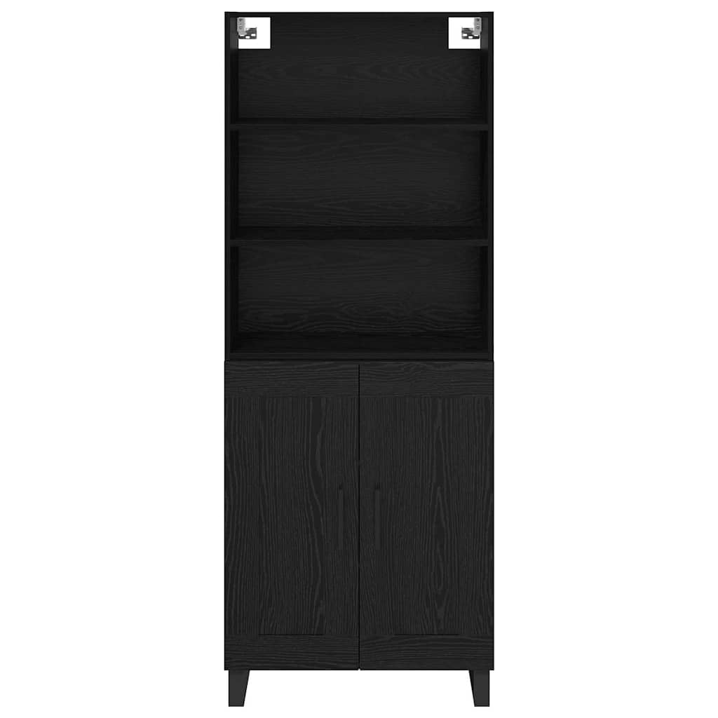 Highboard with Drawer 2 pcs Black Oak Engineered Wood
