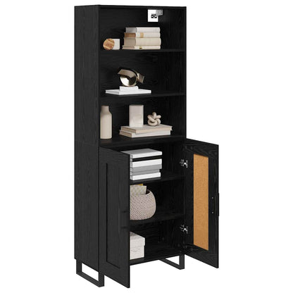 Highboard with Drawer 2 pcs Black Oak Engineered Wood