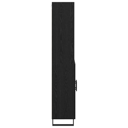 Highboard with Drawer 2 pcs Black Oak Engineered Wood