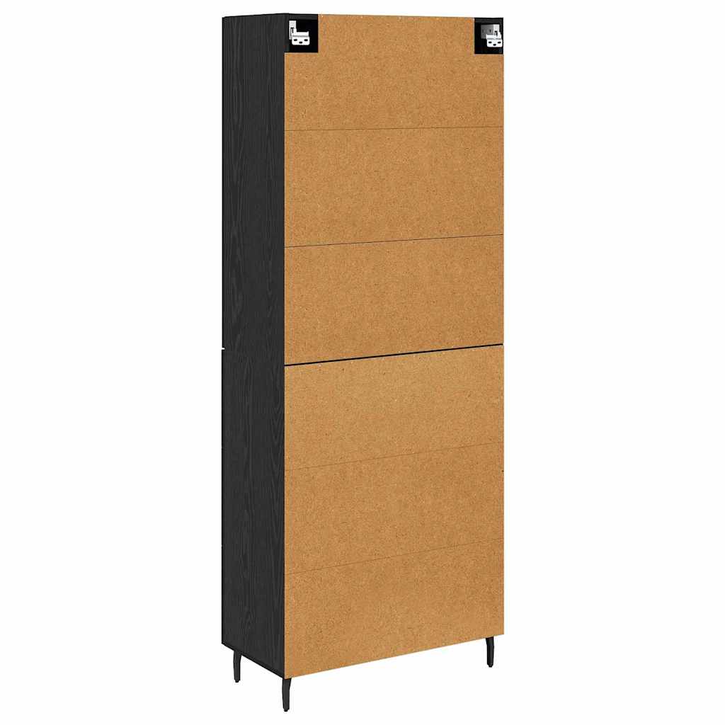 Highboard with Drawer 2 pcs Black oak Engineered Wood and Glass