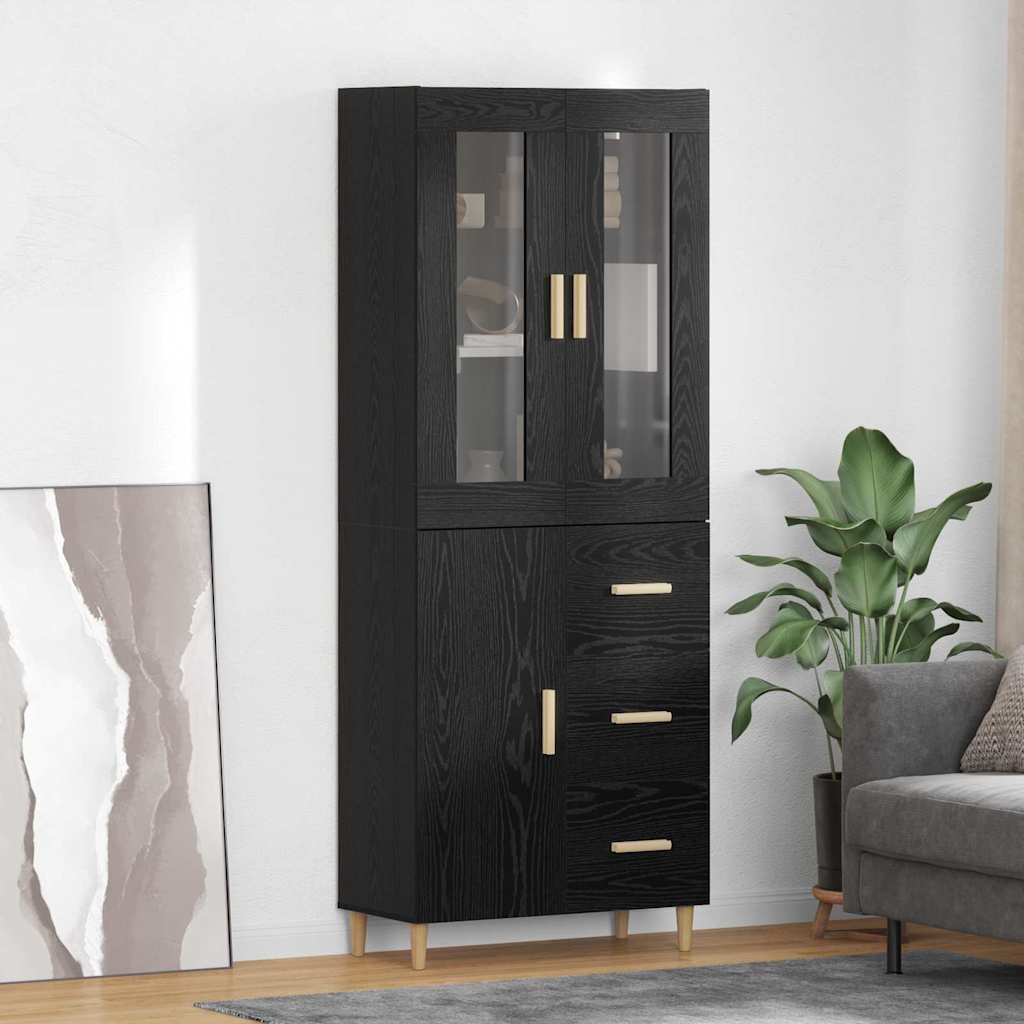 Highboard Black Oak 34.5 x 34 x 180 cm Engineered Wood