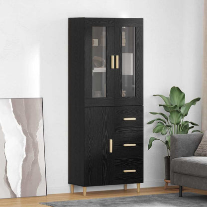 Highboard Black Oak 34.5 x 34 x 180 cm Engineered Wood