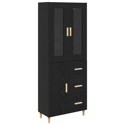 Highboard Black Oak 34.5 x 34 x 180 cm Engineered Wood