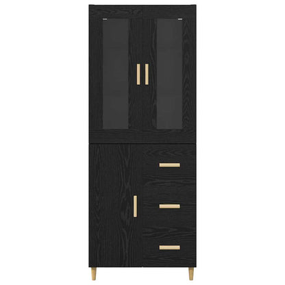 Highboard Black Oak 34.5 x 34 x 180 cm Engineered Wood