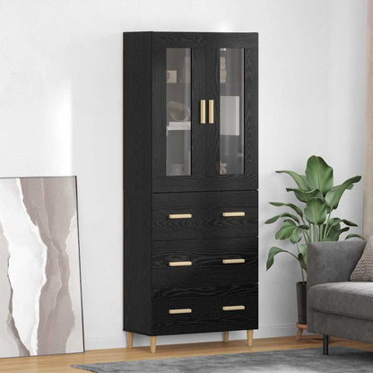 Highboard with Drawer Black Oak 69.5 x 34 x 180 cm