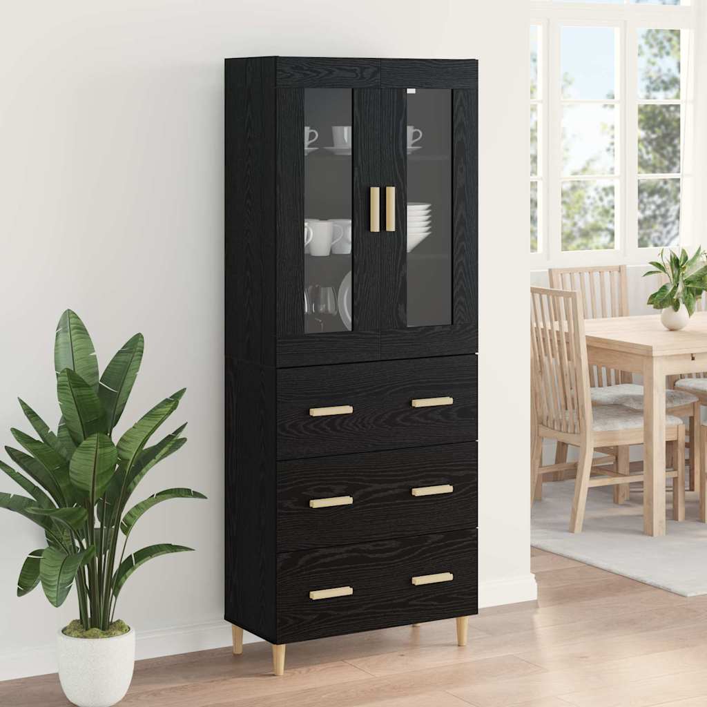 Highboard with Drawer Black Oak 69.5 x 34 x 180 cm