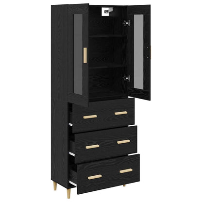 Highboard with Drawer Black Oak 69.5 x 34 x 180 cm
