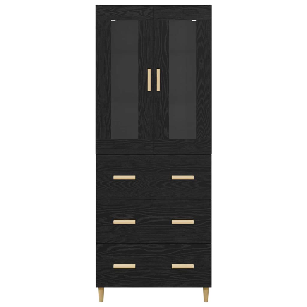 Highboard with Drawer Black Oak 69.5 x 34 x 180 cm