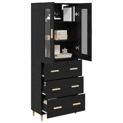 Highboard with Drawer Black Oak 69.5 x 34 x 180 cm