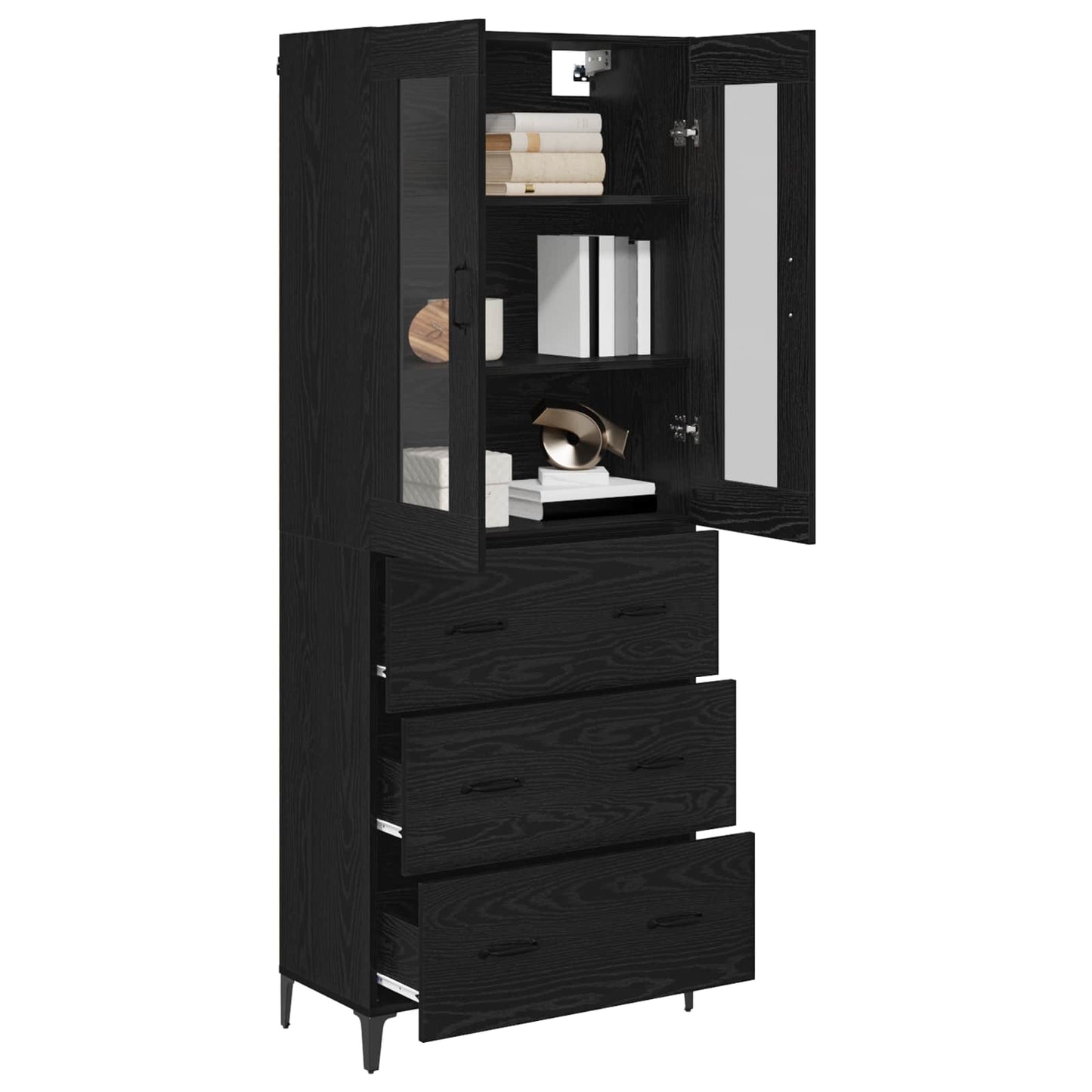Highboard Black Oak 69.5 x 34 x 180 cm Engineered Wood