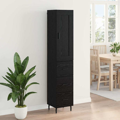 Highboard Black Oak 34.5 x 34 x 180 cm Engineered Wood