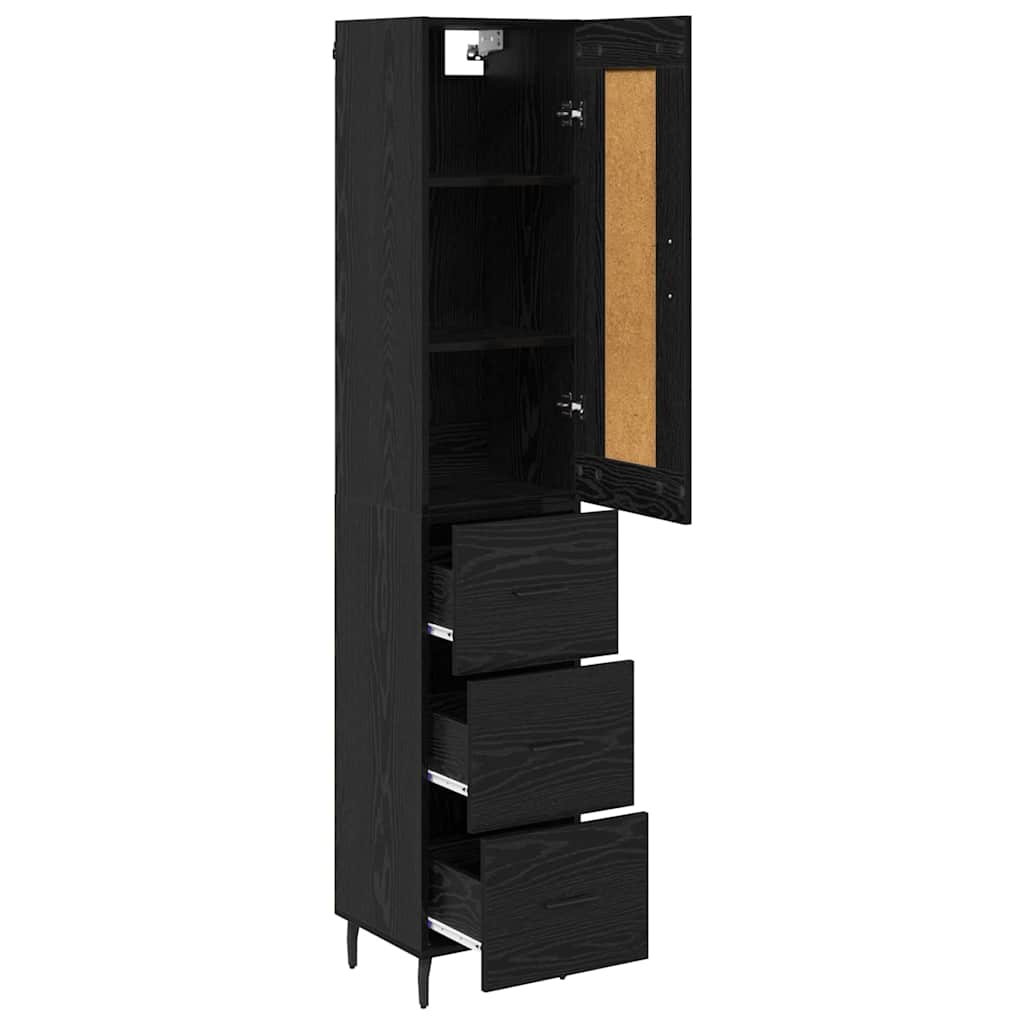 Highboard Black Oak 34.5 x 34 x 180 cm Engineered Wood