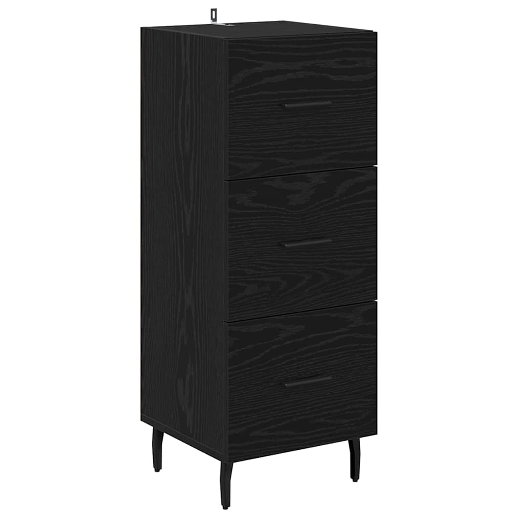 Highboard Black Oak 34.5 x 34 x 180 cm Engineered Wood