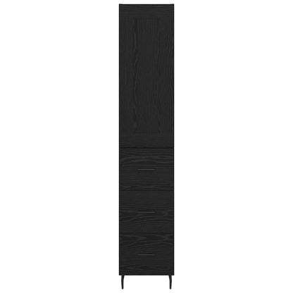 Highboard Black Oak 34.5 x 34 x 180 cm Engineered Wood