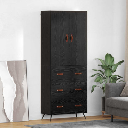 Highboard Black Oak 69.5 x 34 x 180 cm Engineered Wood