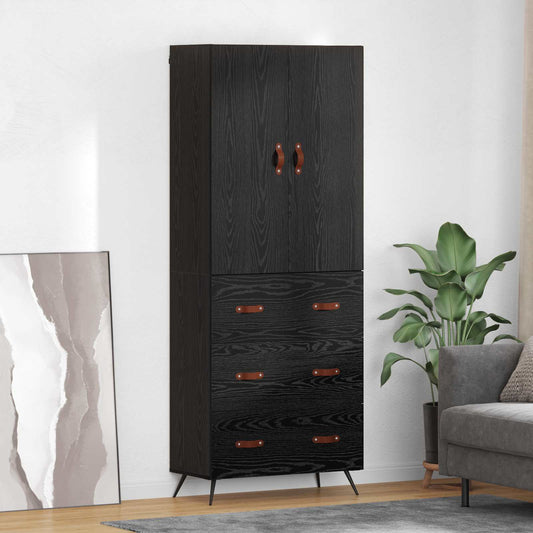 Highboard Black Oak 69.5 x 34 x 180 cm Engineered Wood