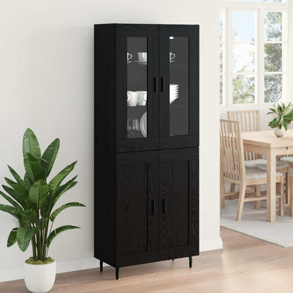 Highboard 2 pcs Black Oak Engineered Wood