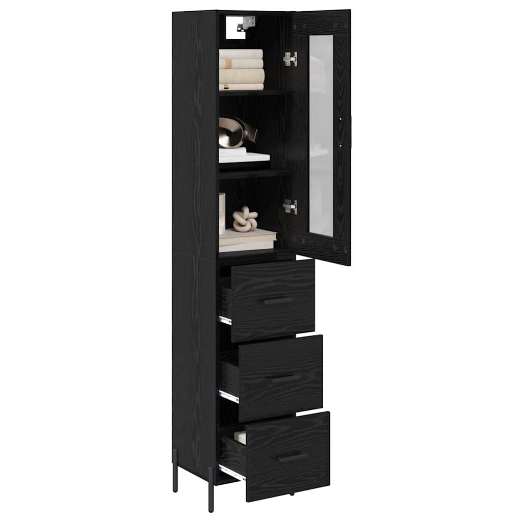 Highboard Black Oak 34.5 x 34 x 180 cm Engineered Wood