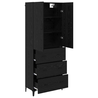 Highboard Black Oak 69.5 x 34 x 180 cm Engineered Wood