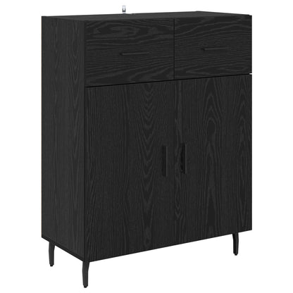 Highboard with Drawer 2 pcs Black Oak Engineered Wood