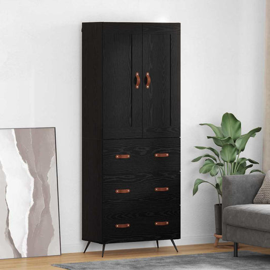 Highboard Black Oak 69.5 x 34 x 180 cm Engineered Wood