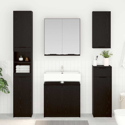Bathroom Furniture Set 4 pcs Black Oak Engineered Wood