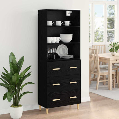 Highboard Black Oak 69.5 x 32.5 x 180 cm Engineered Wood