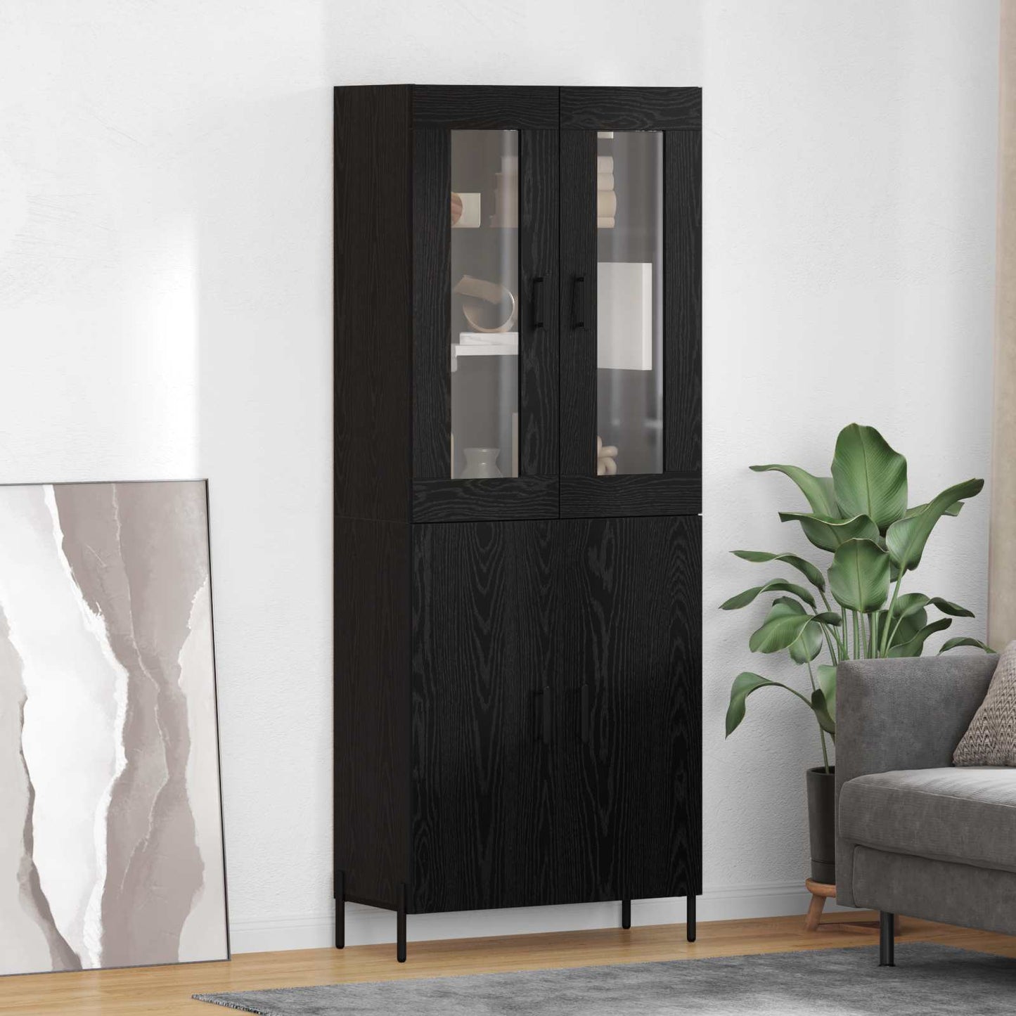 Highboard Black Oak 69.5 x 34 x 180 cm Engineered Wood