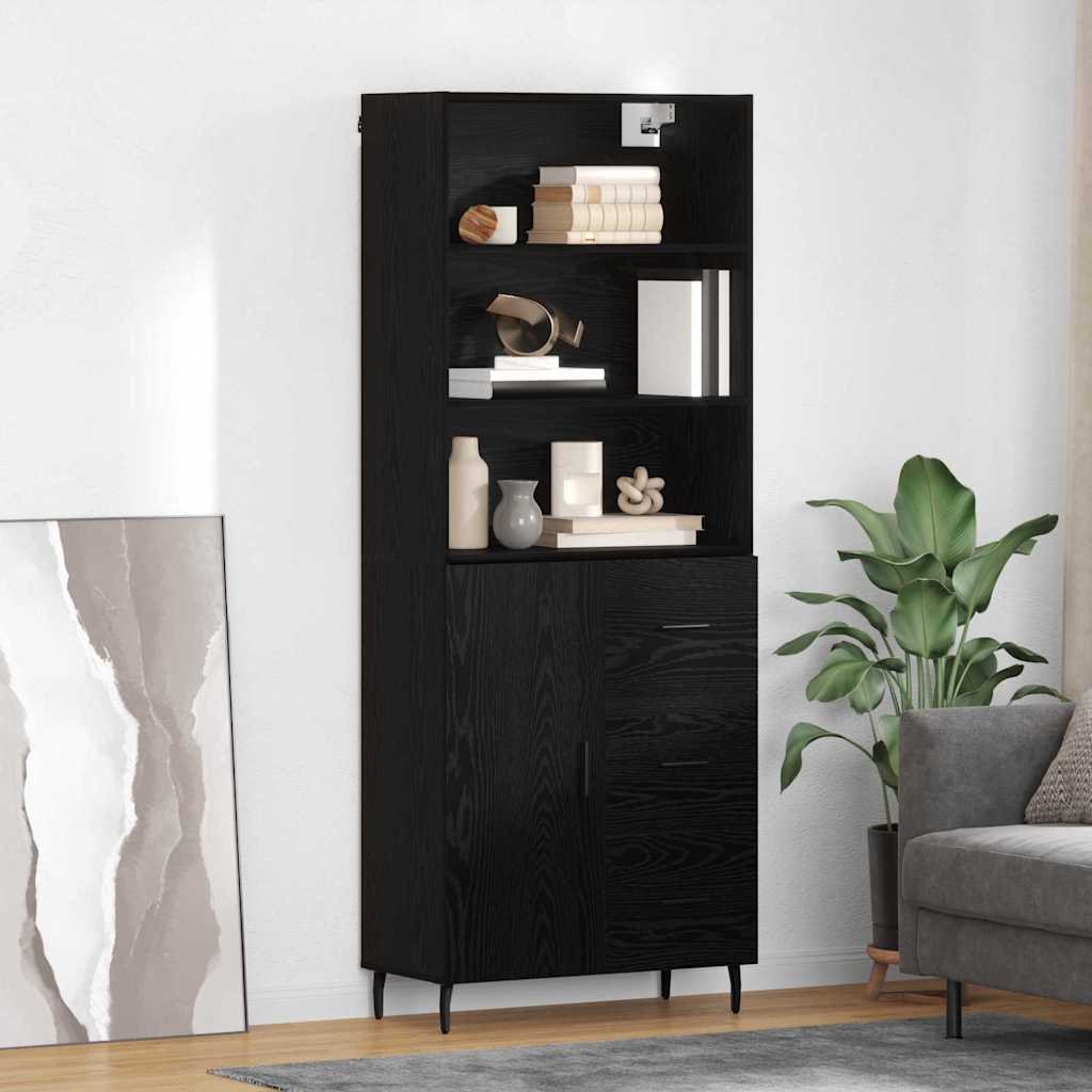 Highboard with Drawer Black Oak 69.5 x 34 x 180 cm