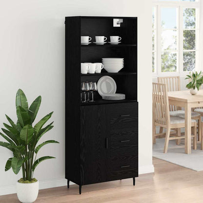 Highboard with Drawer Black Oak 69.5 x 34 x 180 cm