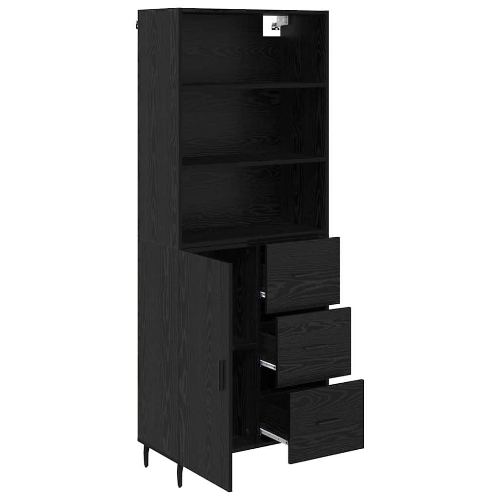 Highboard with Drawer Black Oak 69.5 x 34 x 180 cm