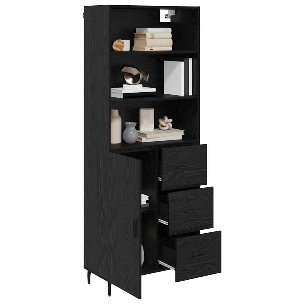 Highboard with Drawer Black Oak 69.5 x 34 x 180 cm