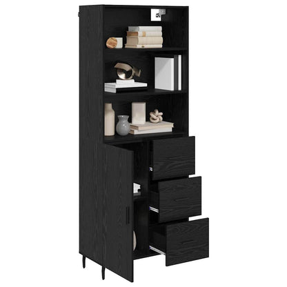 Highboard with Drawer Black Oak 69.5 x 34 x 180 cm