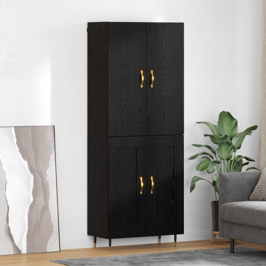 Highboard Black Oak 69.5 x 34 x 180 cm Engineered Wood