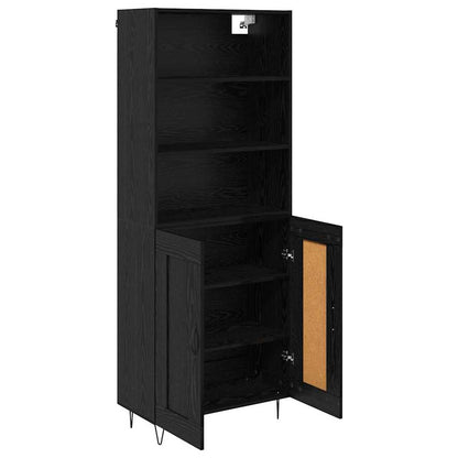 Highboard with Drawer 2 pcs Black Oak Engineered Wood
