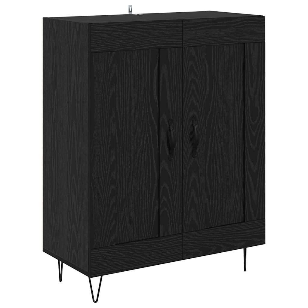 Highboard with Drawer 2 pcs Black Oak Engineered Wood