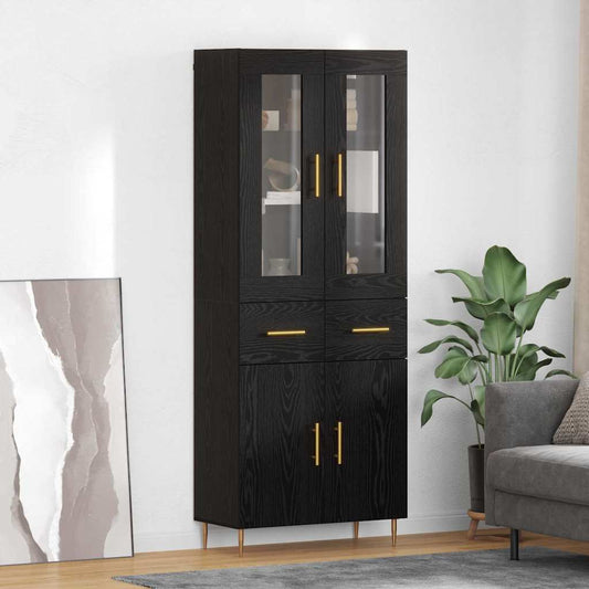 Highboard 2 pcs Black Oak 69.5 x 34 x 180 cm Engineered Wood