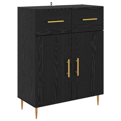Highboard with Drawer 2 pcs Black Oak Engineered Wood